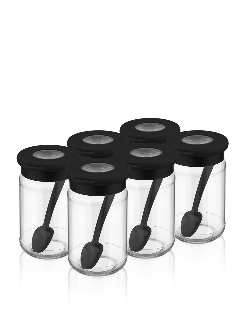 Glass Containers with Lid and Plastic Spoon 6 Pcs Set - Image 2